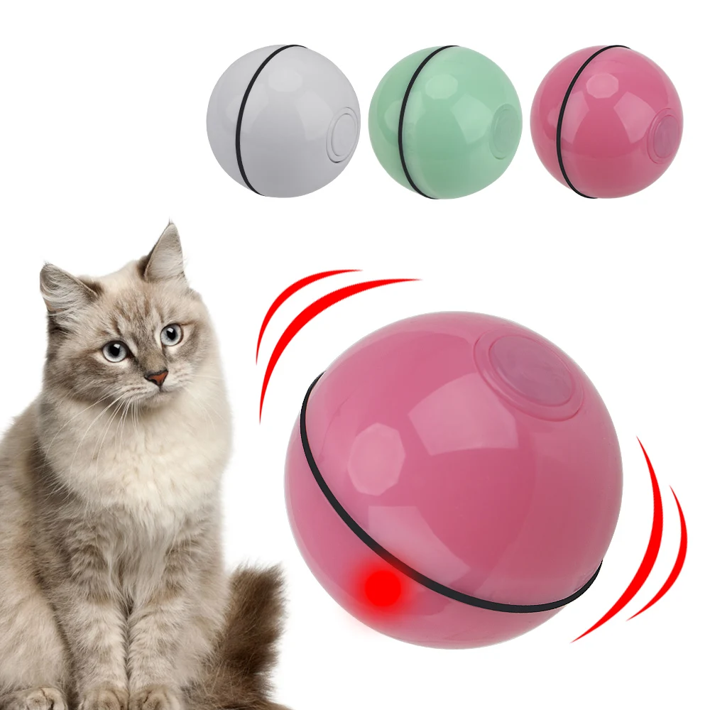 LED Rolling Flash Ball Cat Toys Smart Interactive Rolling Ball Automatic Rotating Toy For Cat Dog USB Electric Pet Toys