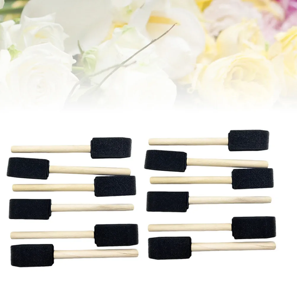 15Pcs 2.5cm Sponge Paint Brush Wood Handle Ideal for Acrylic Watercolor Stain Varnish Chalk Use in Scrapbooking Altered Art