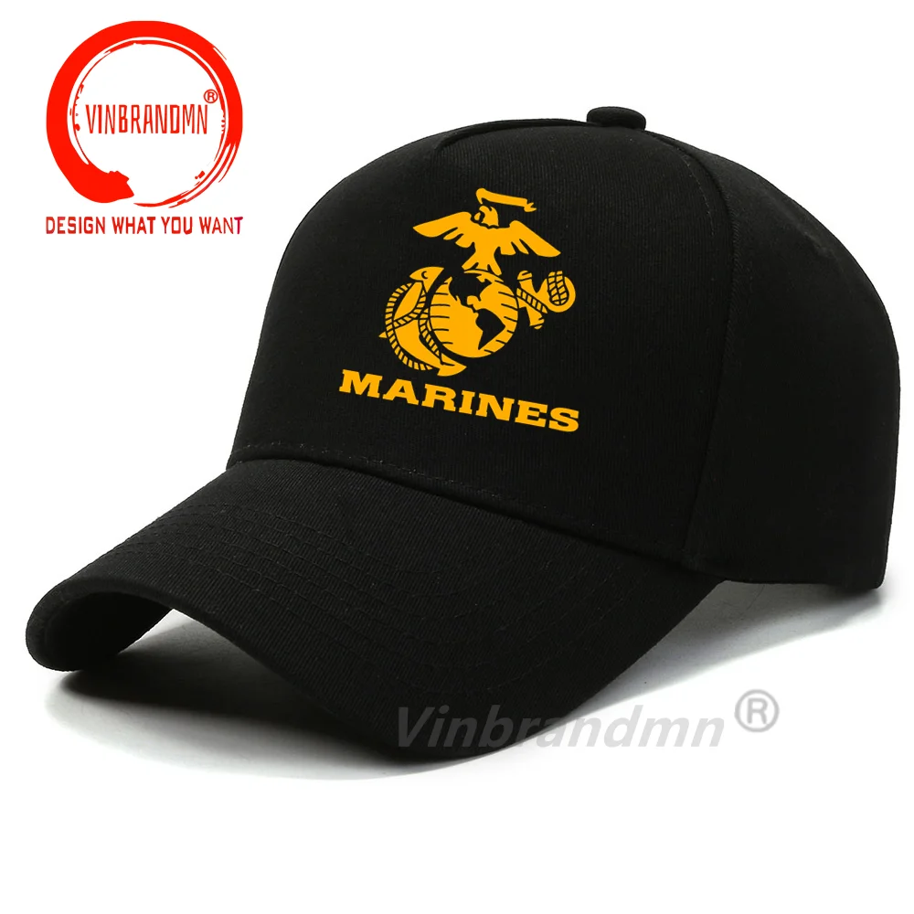US Marines Classic Design Baseball Caps White Emblem Crest Marine USMC Trendy Fashion Fishing Hat