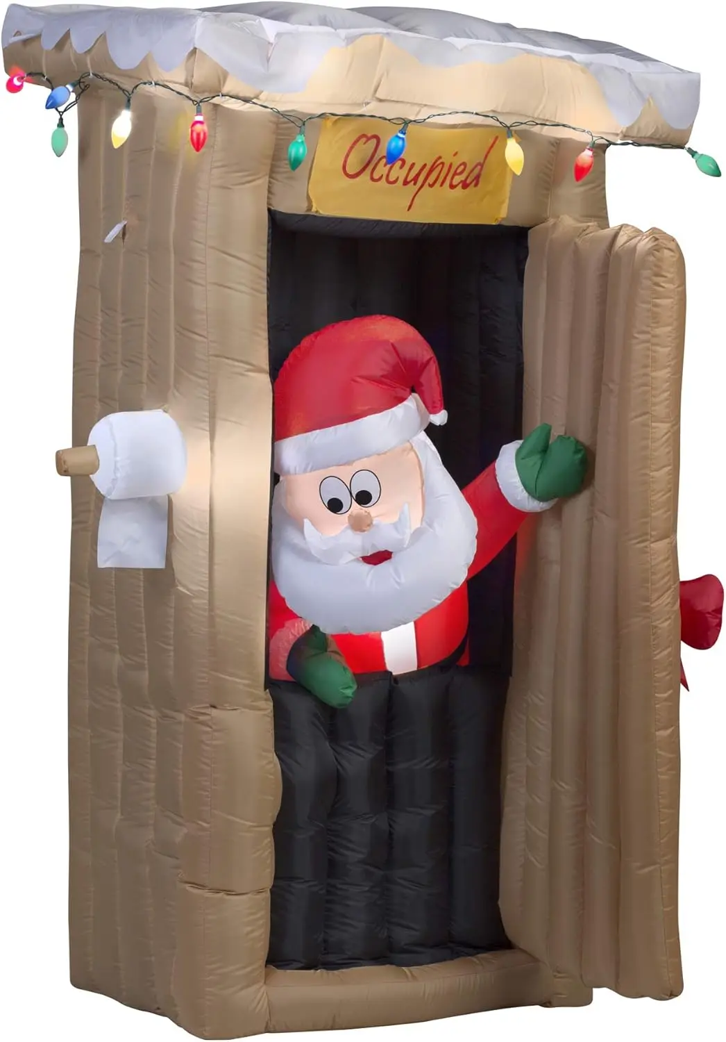 Christmas Inflatable 6 FT Tall Animated LED Lighted Outhouse Santa Outdoor Yard Prop