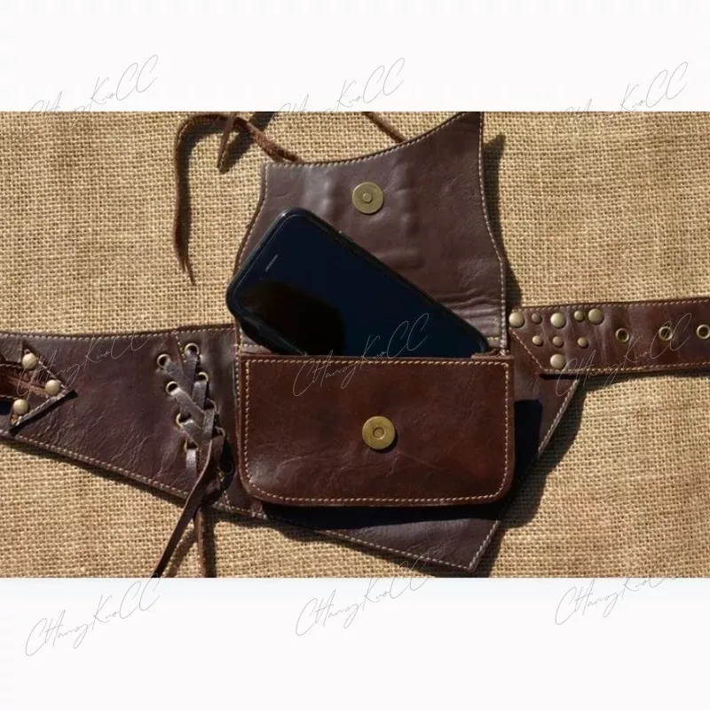 Medieval Steampunk Pouch Bag Viking Knight Pirate Costume Men Women Vintage Accessory Parts Antique Belt Leather Wallet