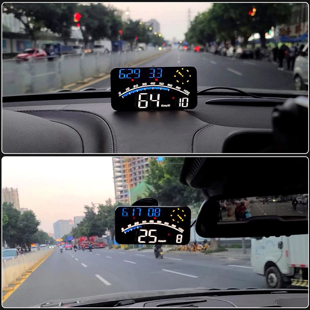 G10 HD Digital Head up Display Big Font Car HUD GPS Speedometer with Over Speed Alarm Compass Electronic Screen Fit For All Cars