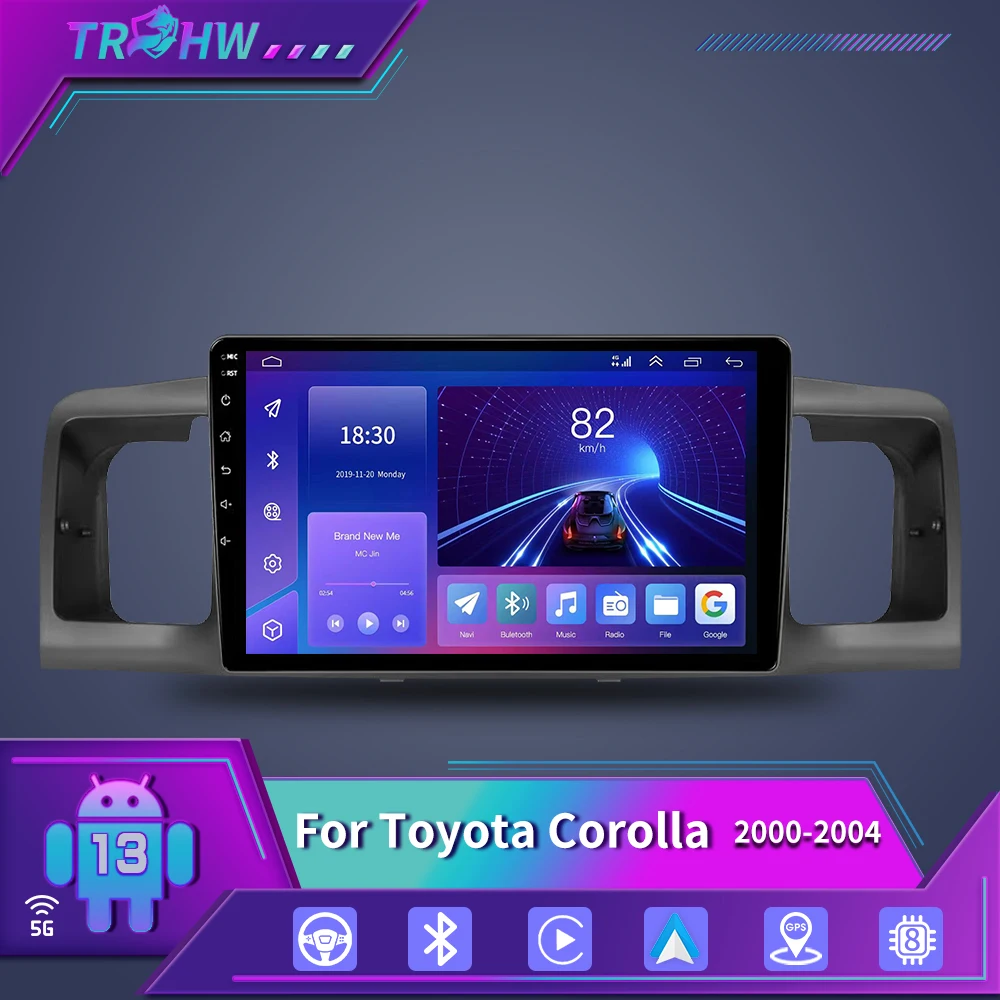 

For Toyota Corolla E130 E120 2000-2004 Car Multimedia Carplay BT Video 2din Stereo 8Core Android 13 4G WIFI GPS Screen