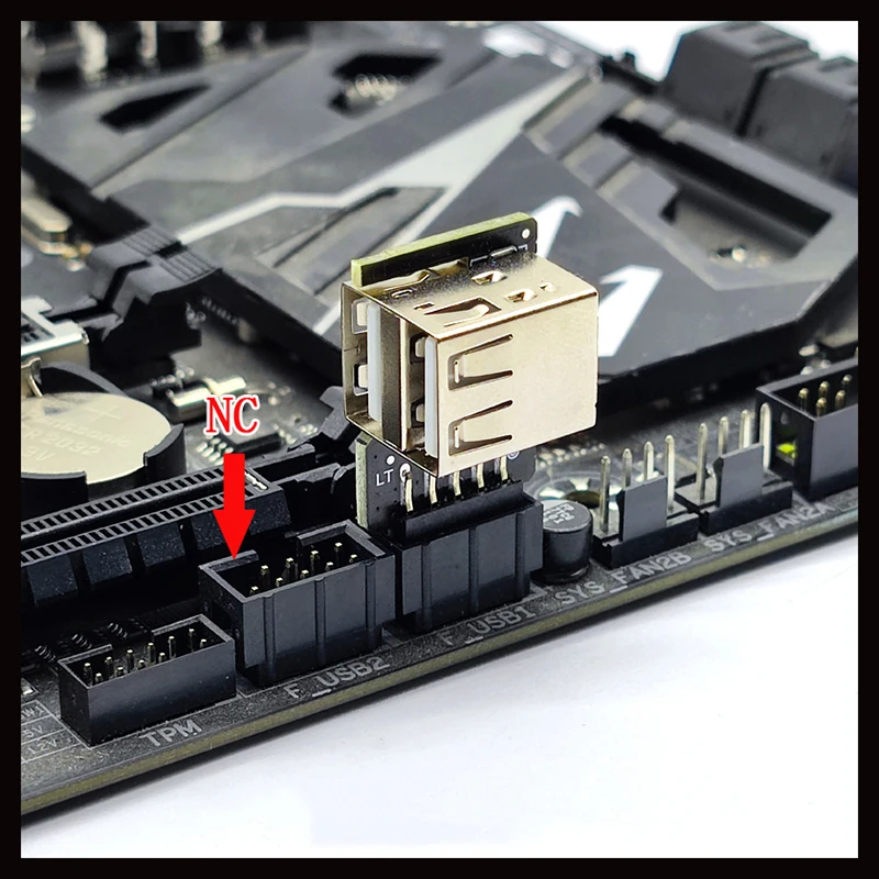 Conector Riser hembra de 9 pines a 2 puertos USB2.0 tipo A hembra, adaptador de 9 pines a USB para dispositivo USB, conector USB, placa base interna