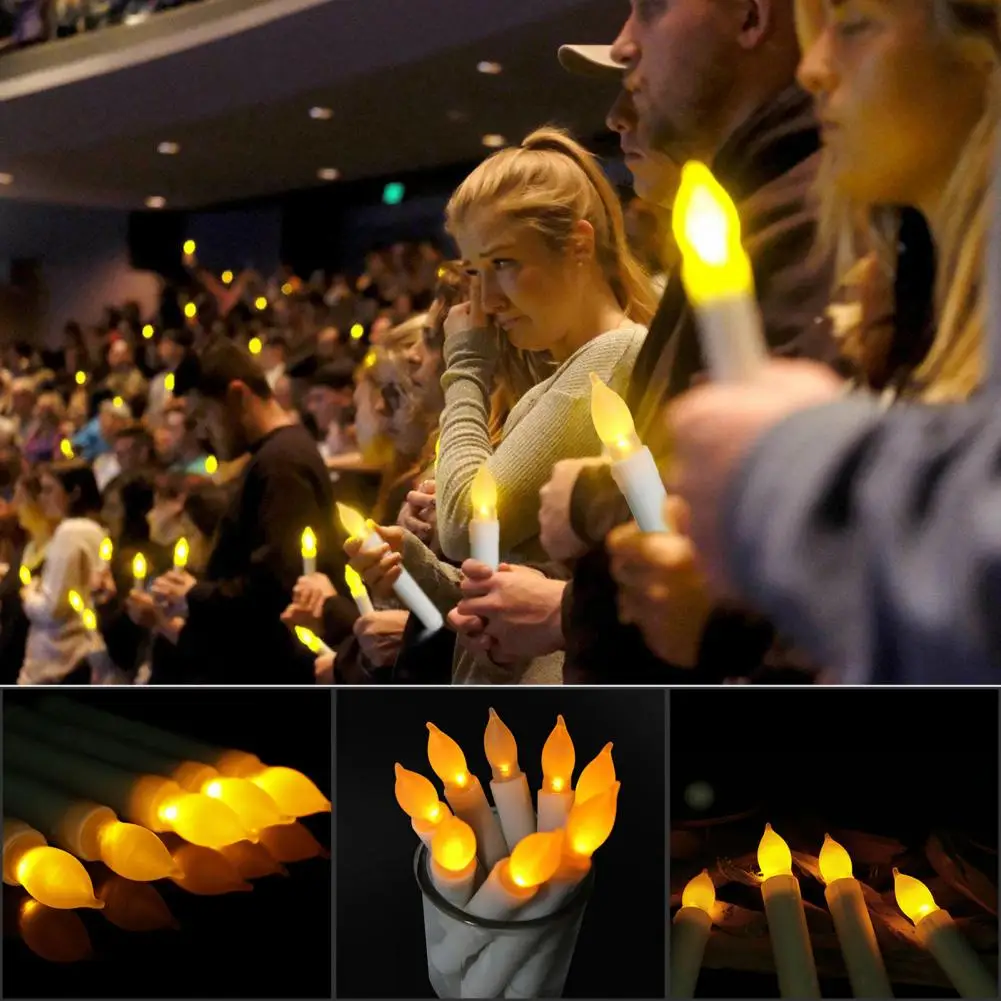 Electronic Candle with Flickering Flame Battery Operated Flameless Candle Realistic Flickering Flame Electronic Holiday Decor