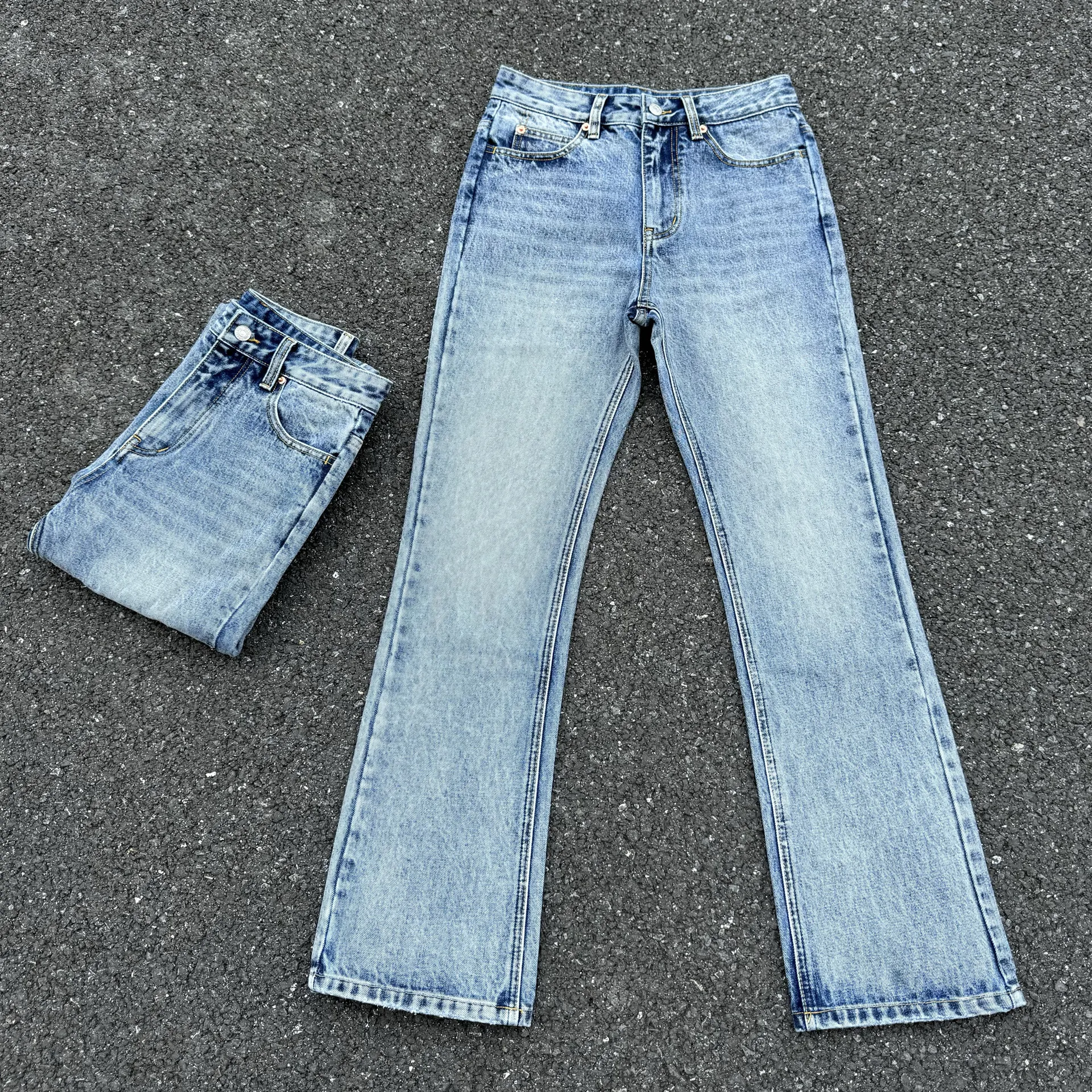 

Faionable Flared Jeans Commuter Sle Snowflake Pattern ex Long Pants Casual Straight Leg Stand Fit Street Sle