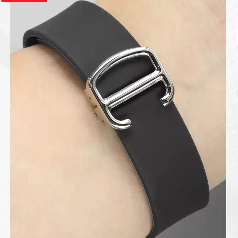 For Cartier Santos strap Silicone bracelet High quality Rubber watchband for Waterproof rubber band 21mm black blue wristband