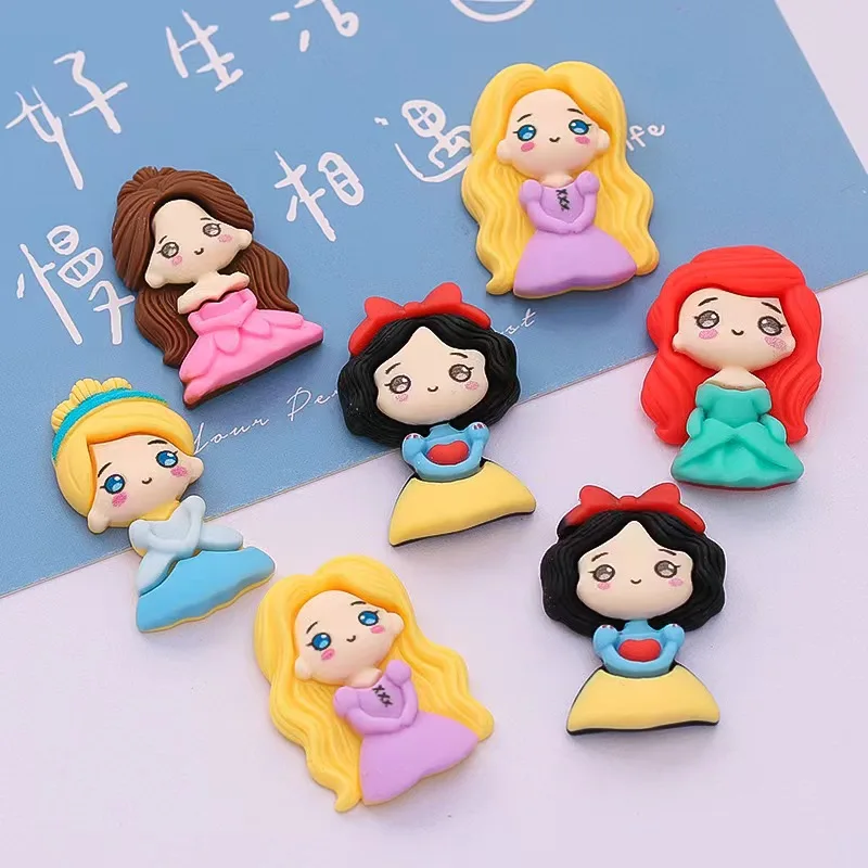 10Pcs Lovely Cartoon Princess Flat Back Resin Cabochon Hair Embellishments Ornament Applique DIY Wedding Scrapbook Craft