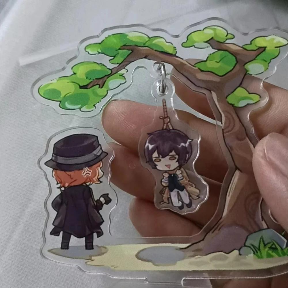 Creatividad Bungo Stray Dogs soporte acrílico reacondicionamiento ventilador funciona colgar en uno mismo Osamu Dazai estatua escritorio decoración juguete