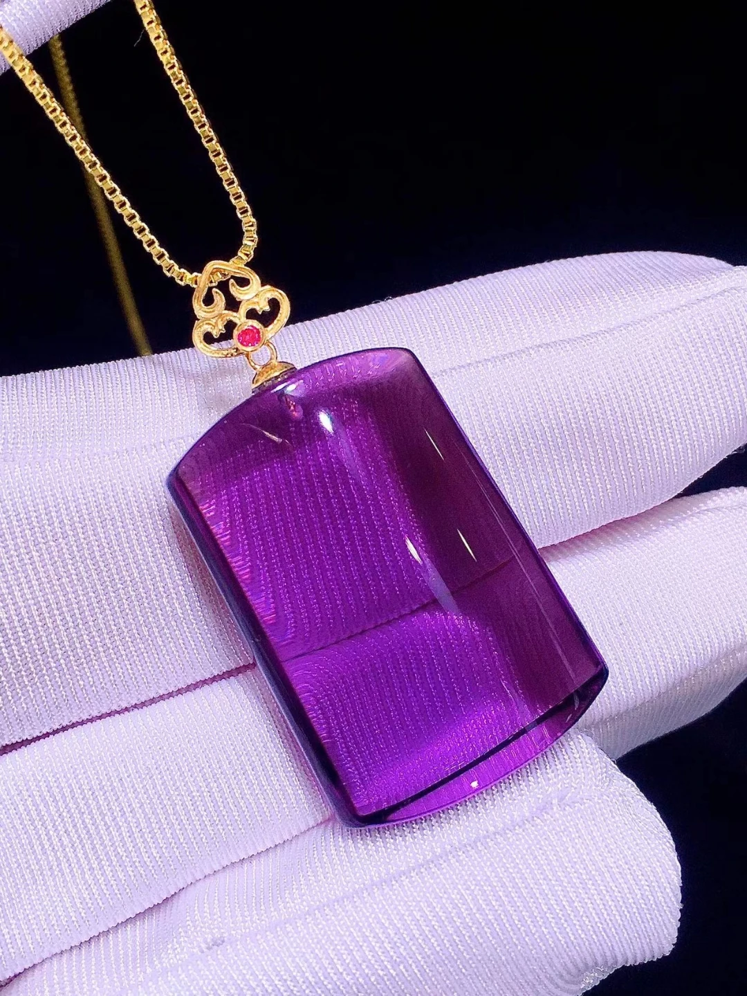 

Natural Purple Amethyst Quartz Pendant 28.20.9mm 18K Gold Rectangle Women Men Amethyst Necklace Jewelry 18K Gold AAAAA