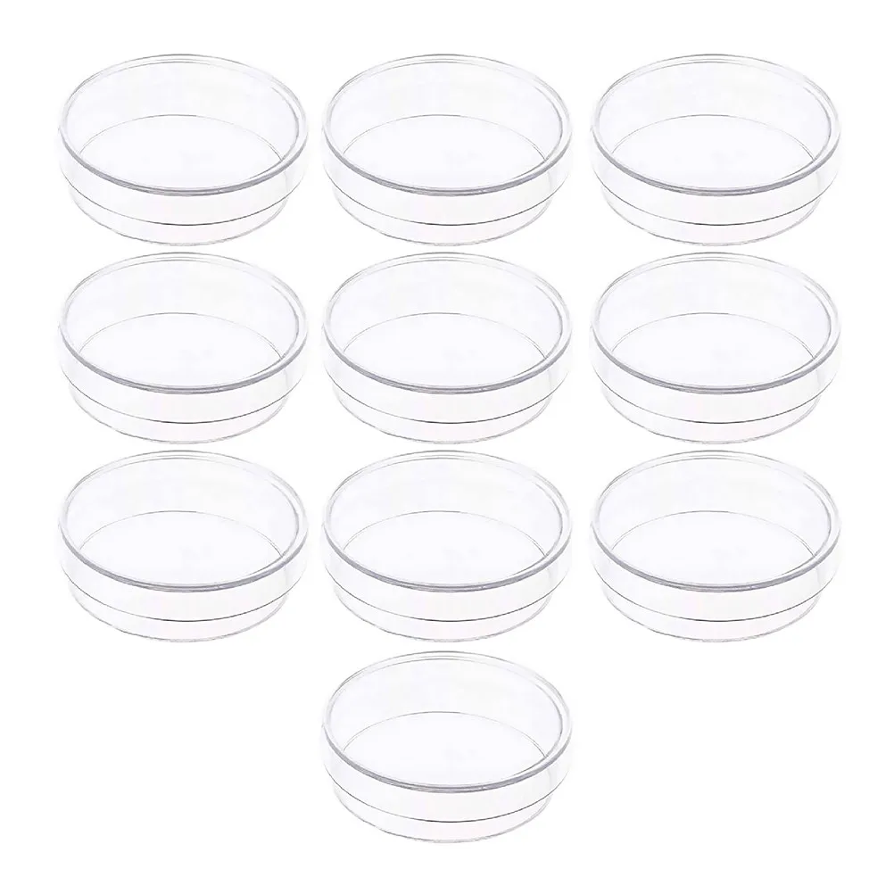 10Pcs Laboratory Petri Plates Clear Plastic with Lid Multipurpose Plant Cell Tissue Culture Chemistry Education Science Research