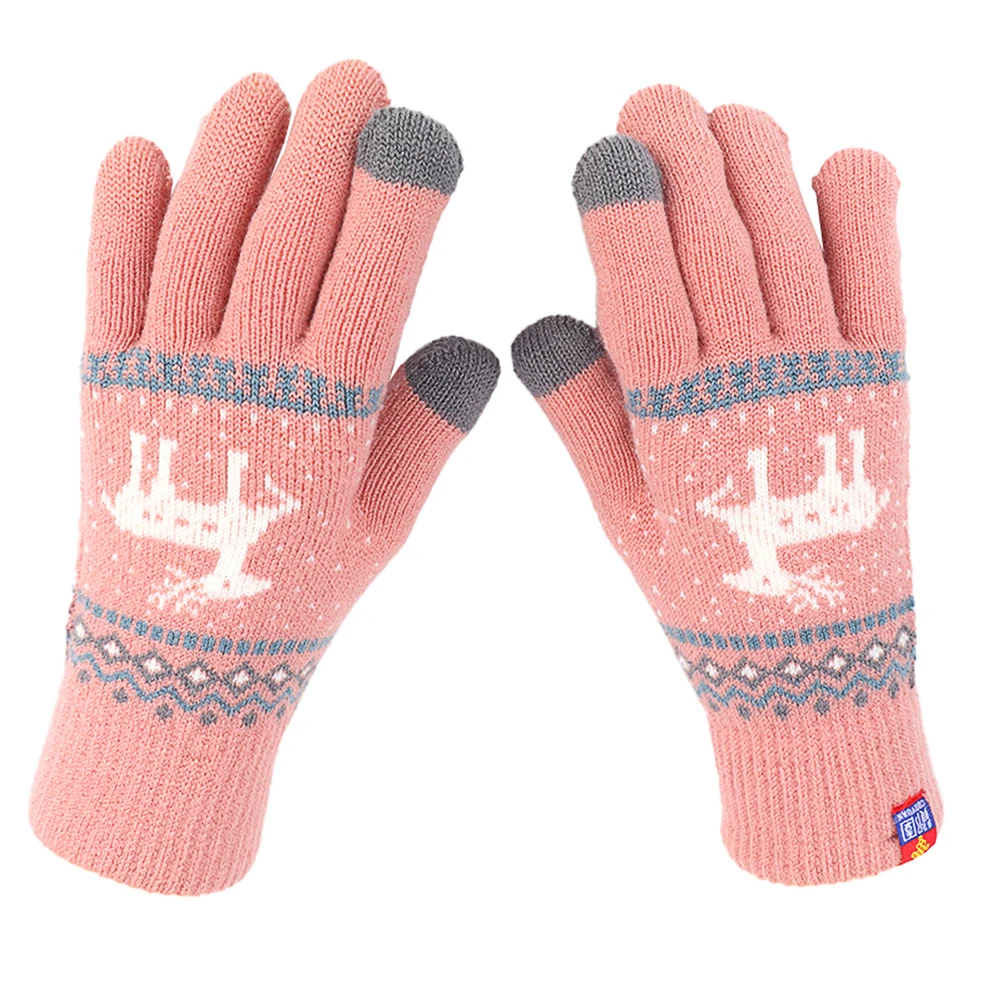 

1Pair Touch Screen Gloves Women Knitted Winter Warm Hand Gloves Full Finger Protection Cold Weather Workout Safe Outdoor