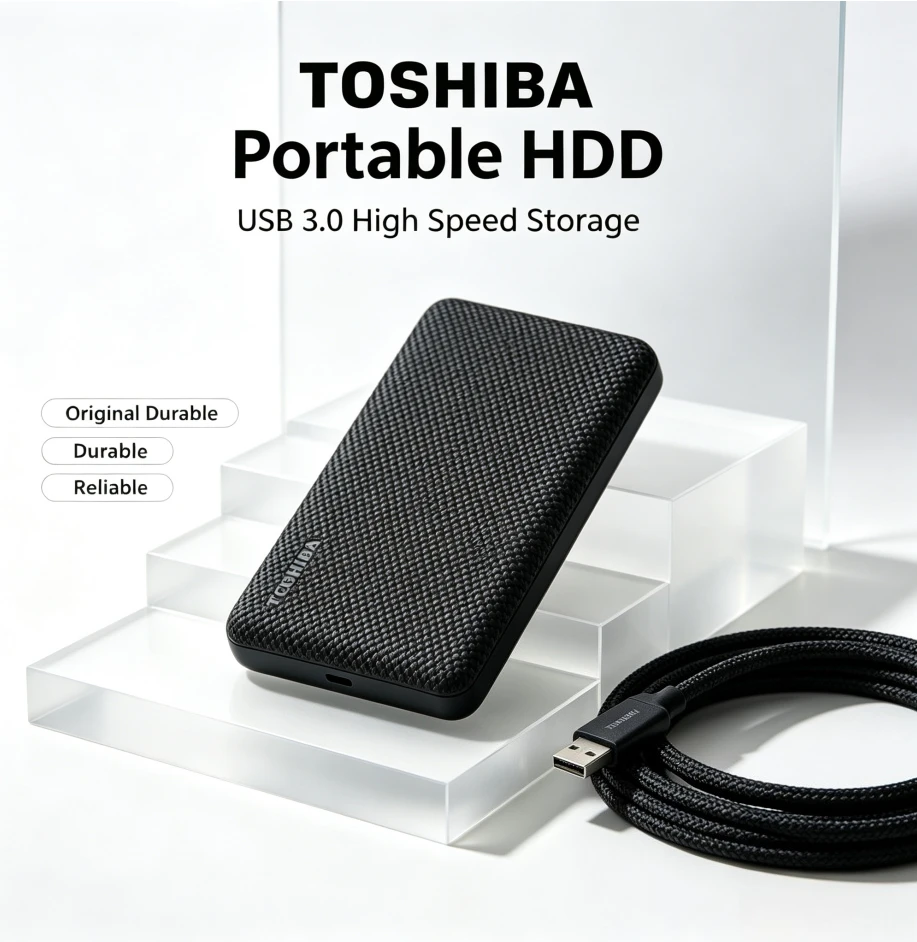 Original Toshiba V10 Black Portable External Hard Drive USB3.0 Mobile HDD Storage Disk for Laptop Desktop PC File Data Backup