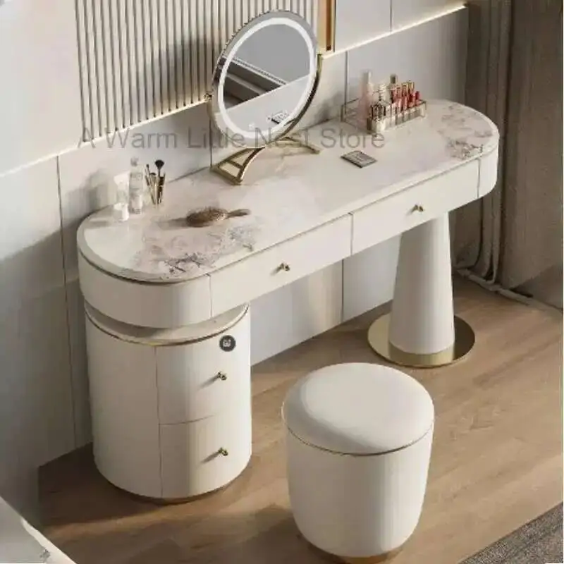 

Aesthetic Light Mirror Vanity Table Drawers Storage Makeup Dressing Table Room Nordic Coiffeuse De Chambre Bedroom Furniture