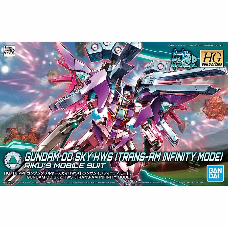 Bandai Anime Figure HG  BUILD DIVERS RIKU'S MOBILE GUNDAM 00 SKY HWS TRANS-AM INFINITY MODE Assembly Action Model Toys