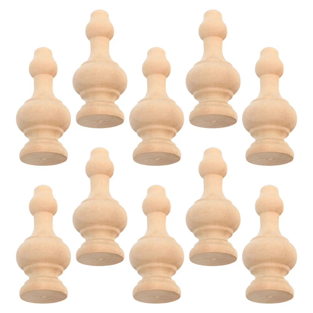 

10pcs Solid Wood Baluster Spindles Roman Column Head Craft Furniture Decorative Unfinished Woodworking Diy Stair Rail