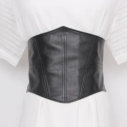 Plus Size Elastic Soft Pu Leather Corset Belt Female Waist Sweater Belts For Women Stretch Dress Cummerbunds Wide Big Waistband