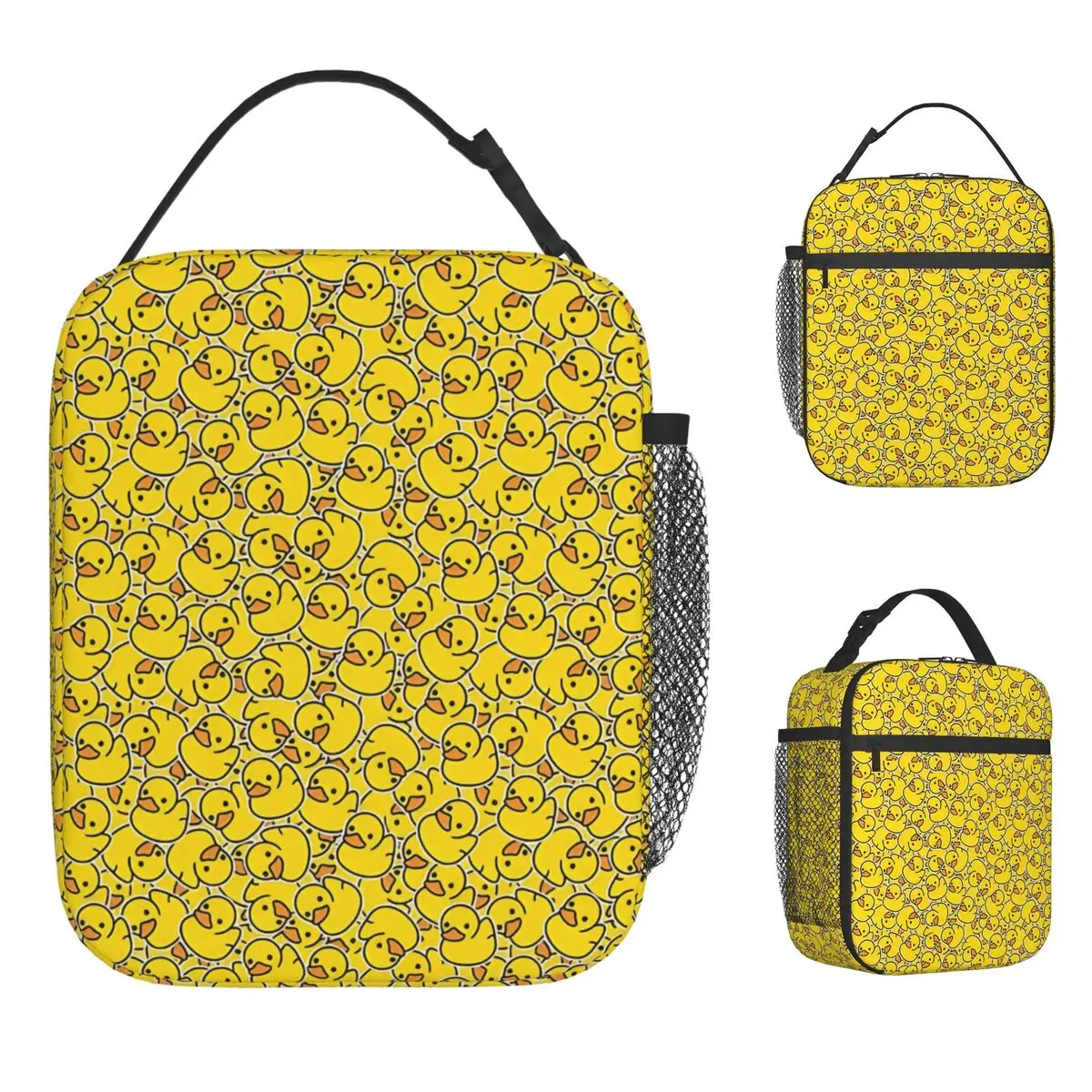 Cartoon Happy Rubber Duck Lunch Bag Cute Lunch Box Travel Portable Tote Food Bags For Women Waterproof Print Cooler Bag