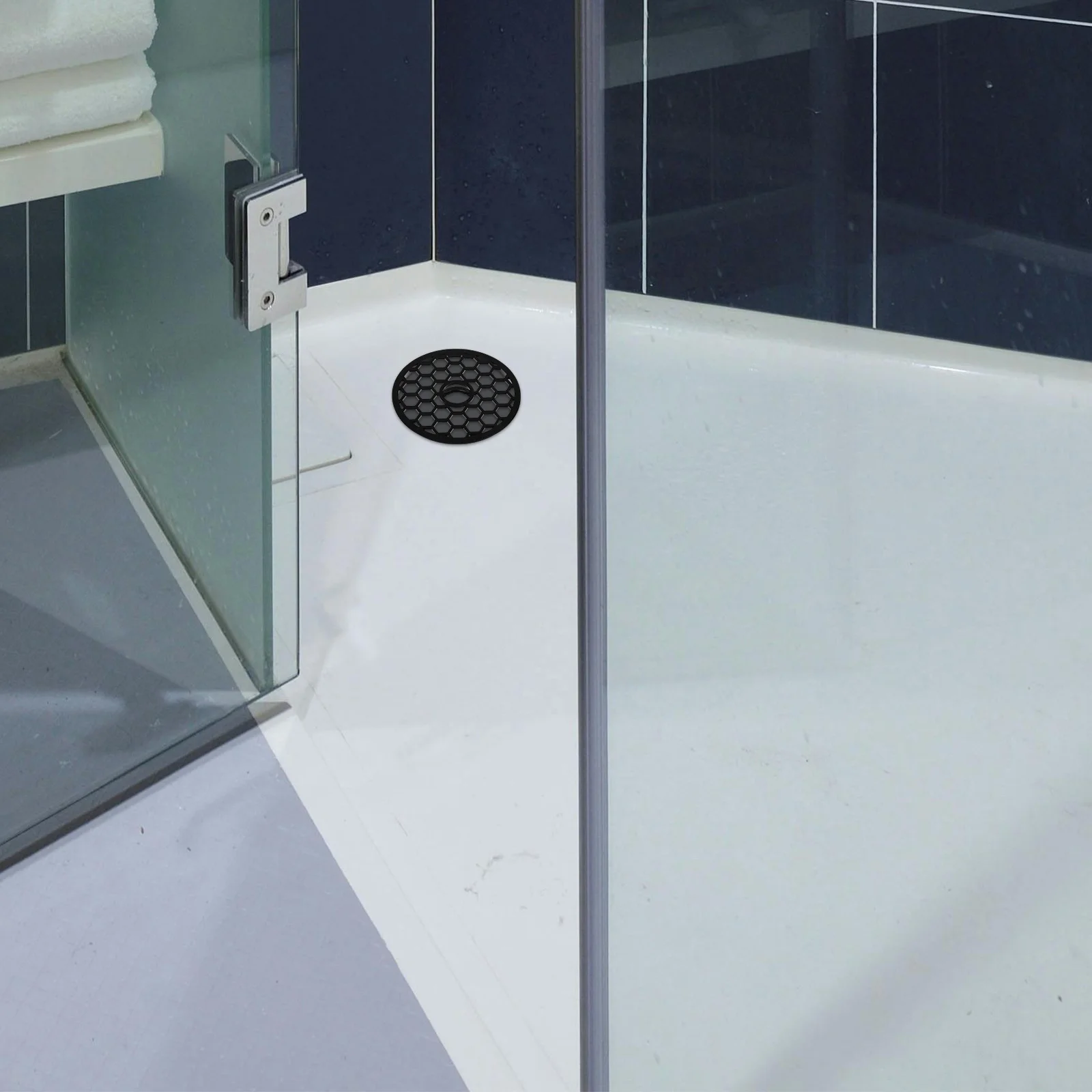 فلتر تصريف الأرضية، شبكة بلاستيكية سوداء لليخوت وقارب الكاياك والحمام، فعال لمنع الحطام، متين ومقاوم للماء