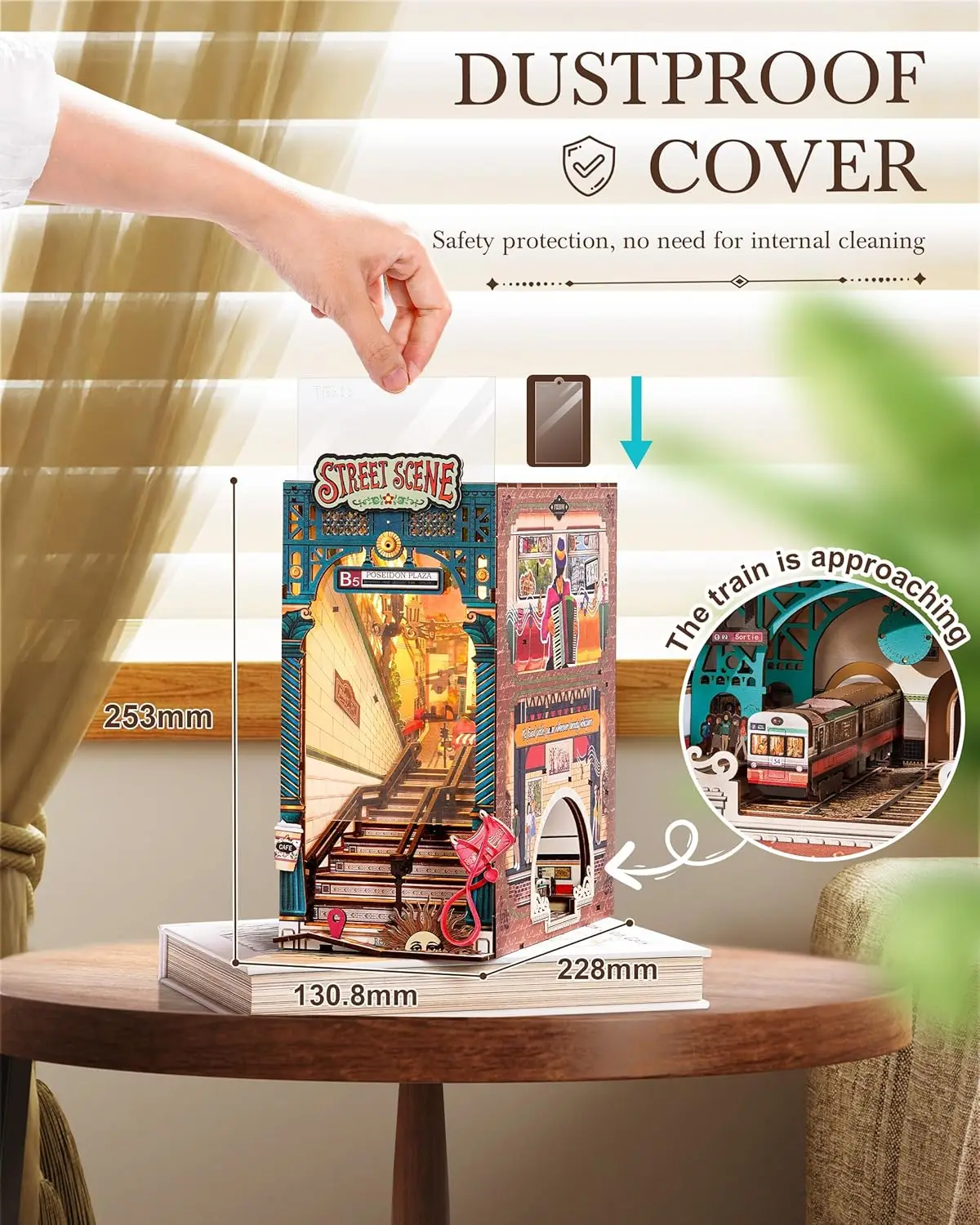 Robotime لتقوم بها بنفسك مصغرة منزل كتاب الزاوية أطقم مشهد الشارع Booknook مع أضواء Diorama نموذج بناء عدة ديكور هدية للبالغين