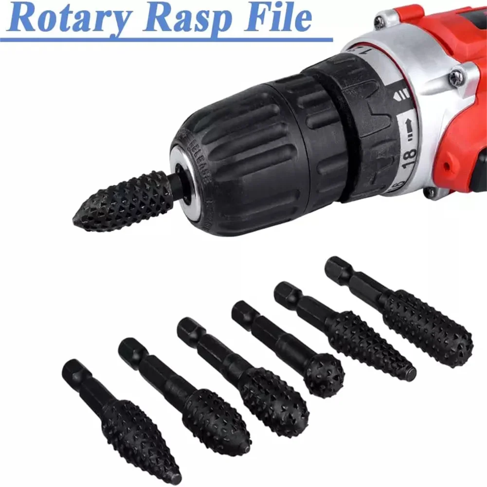 10Pcs Rotary Rasp File Set 1/4 Inch Hex Shank Rotary Burrs For Woodworking Carving Rubber Deburring Shaping Grooving