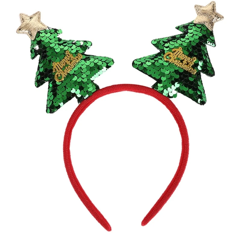 Christmas Tree Themed Headbands Festives Headwear Soft Comfortable Headpiece Women and Girls Hair Accessory