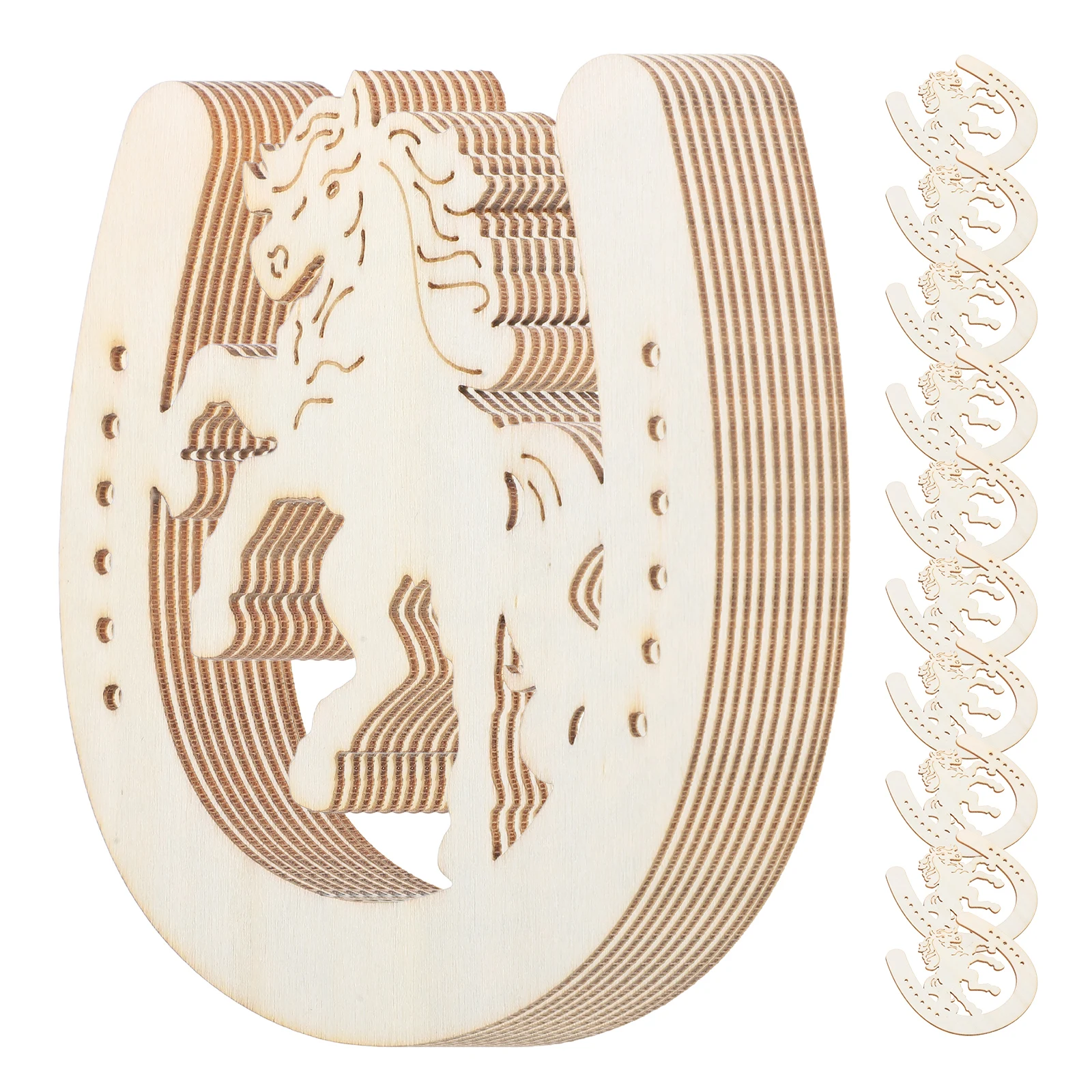 

20PCS Wooden Horseshoe Crafts DIY Hanging Decor U Shape Horse Slices Sewing Tools Accessories Wooden Horseshoe Tag Props
