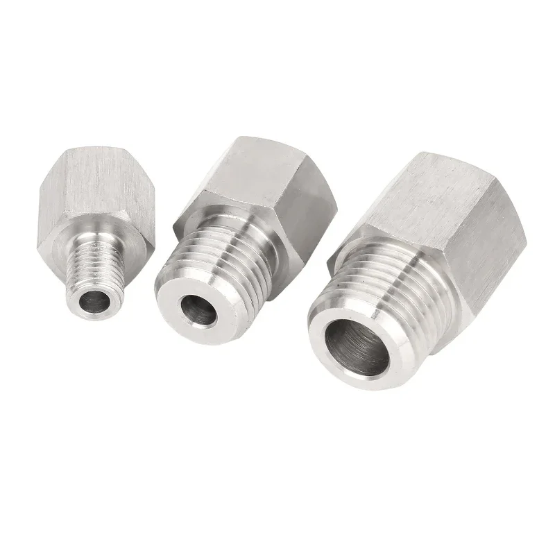1/2pcs 304 Stainless Steel Pipe Fitting Connector Adapter M10~M27 Metric NPT RC Female Turn To Male For Pressure Gauge