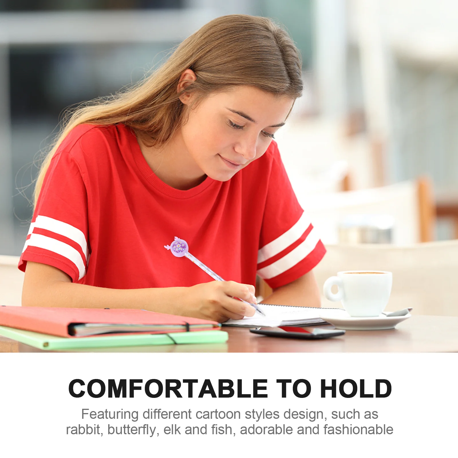 

12Pcs Adorable Writing Pens Cartoon Styles Rabbit Butterfly Elk Fish Creative Student Ink Pen Cartoon Pens Student Stationery