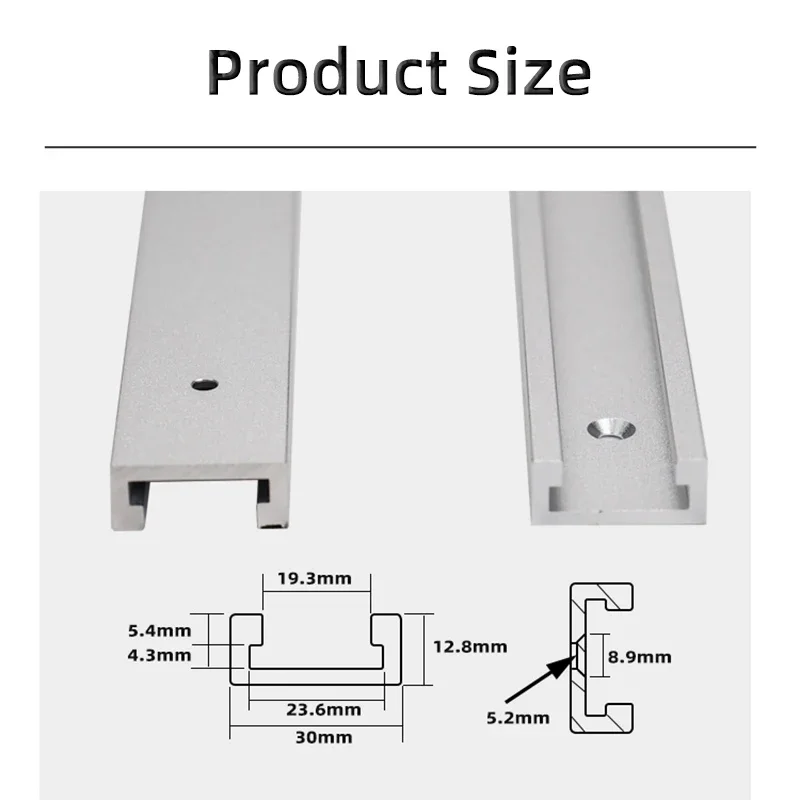 30 Type T Track T-slot Miter Track 100-800mm Chute Aluminium Alloy Guide Rail for Table Saw Workbench DIY Tools Woodworking Tool