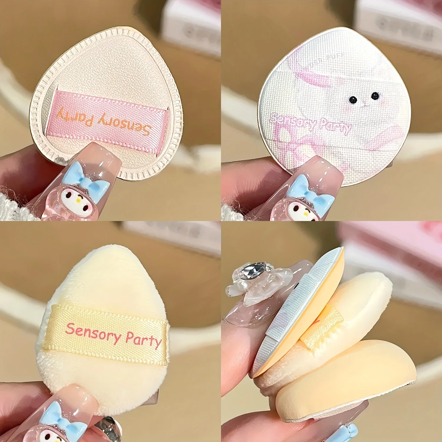 Ultra-Soft Thumb Makeup Sponge Set Plush Non-Absorbent Blender for Dry & Wet Application, Cute Portable Design Ideal Beauty Gift
