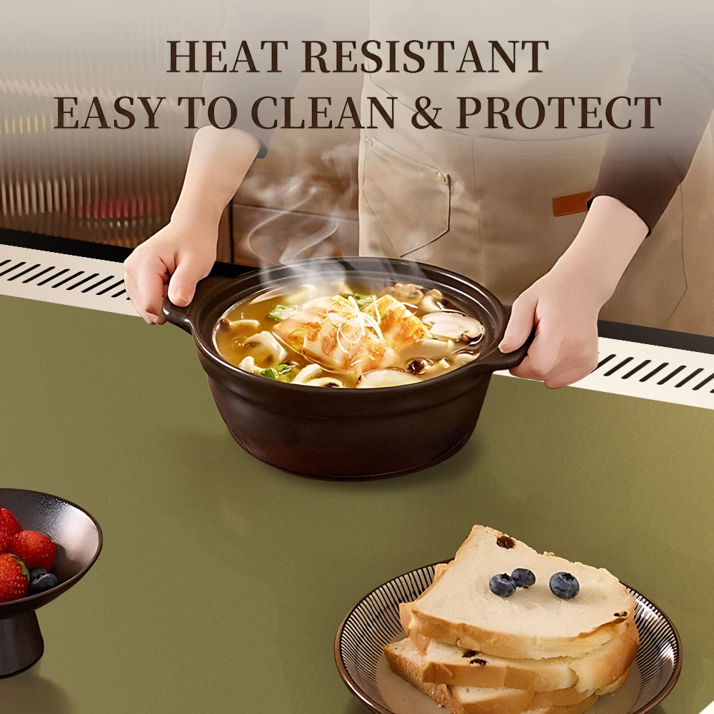 Rectangle Green Table Cover Protector Waterproof Oil-Proof PVC Table Cloth Stain-Resistant Wipeable for Dining Coffee Tabletop