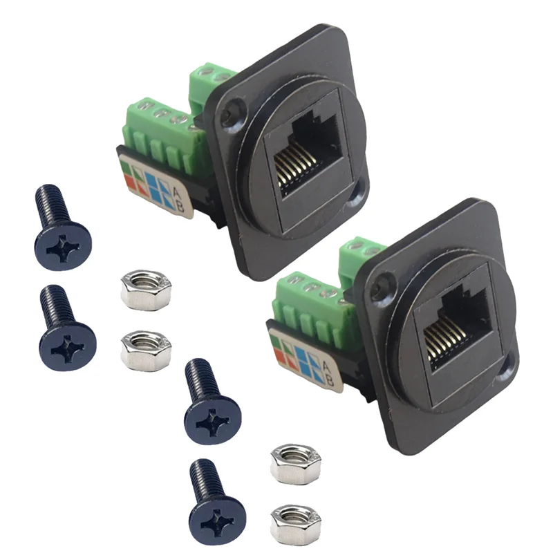 Modulo CABE-Computer Modulo di rete CAT5E Nero a forma di D RJ45 Super Categoria 5 Cablaggio Rete CAT5E 86 Pannello Modulo pannello rack 1U