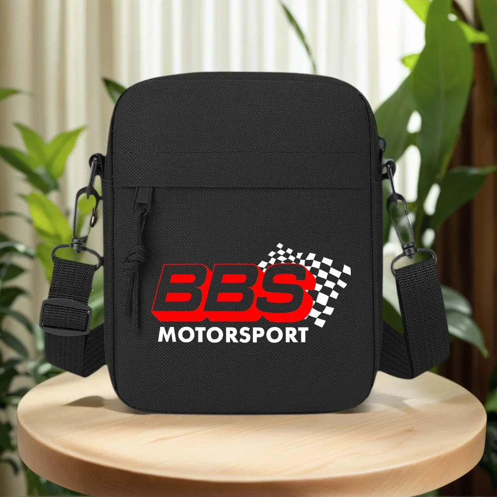 BBS Motorsport checkered racing flag Men Crossbody Bag Single Shoulder Women Cartoon Anime Film Printing Design Unisex