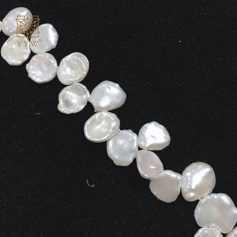 Top Drilled White 6-11mm Cultured Baroque Freshwater Pearl White Flat Shape Spacer Beads 15inch For Jewelry Making Accessories