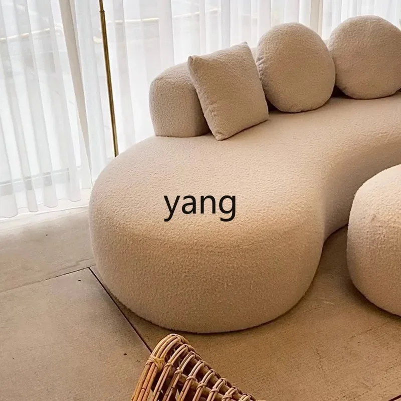 LH  fabric sofa modern home beauty salon reception area reception Internet celebrities cream style