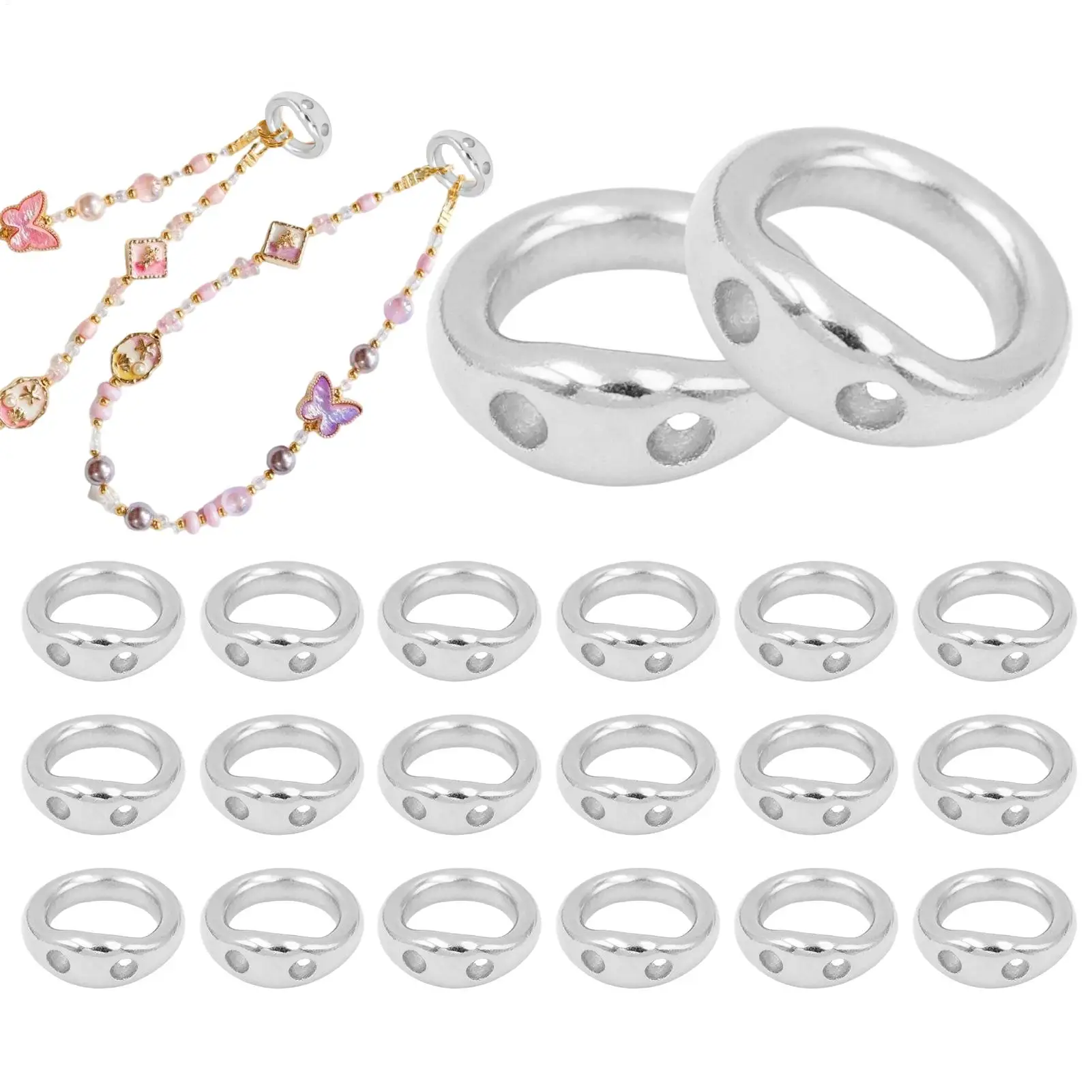 20pcs Copper Jewelry Connecting Rings Double Hole Open Jump Rings For Beading Necklaces Earrings Bracelets Keychain Craft Repair