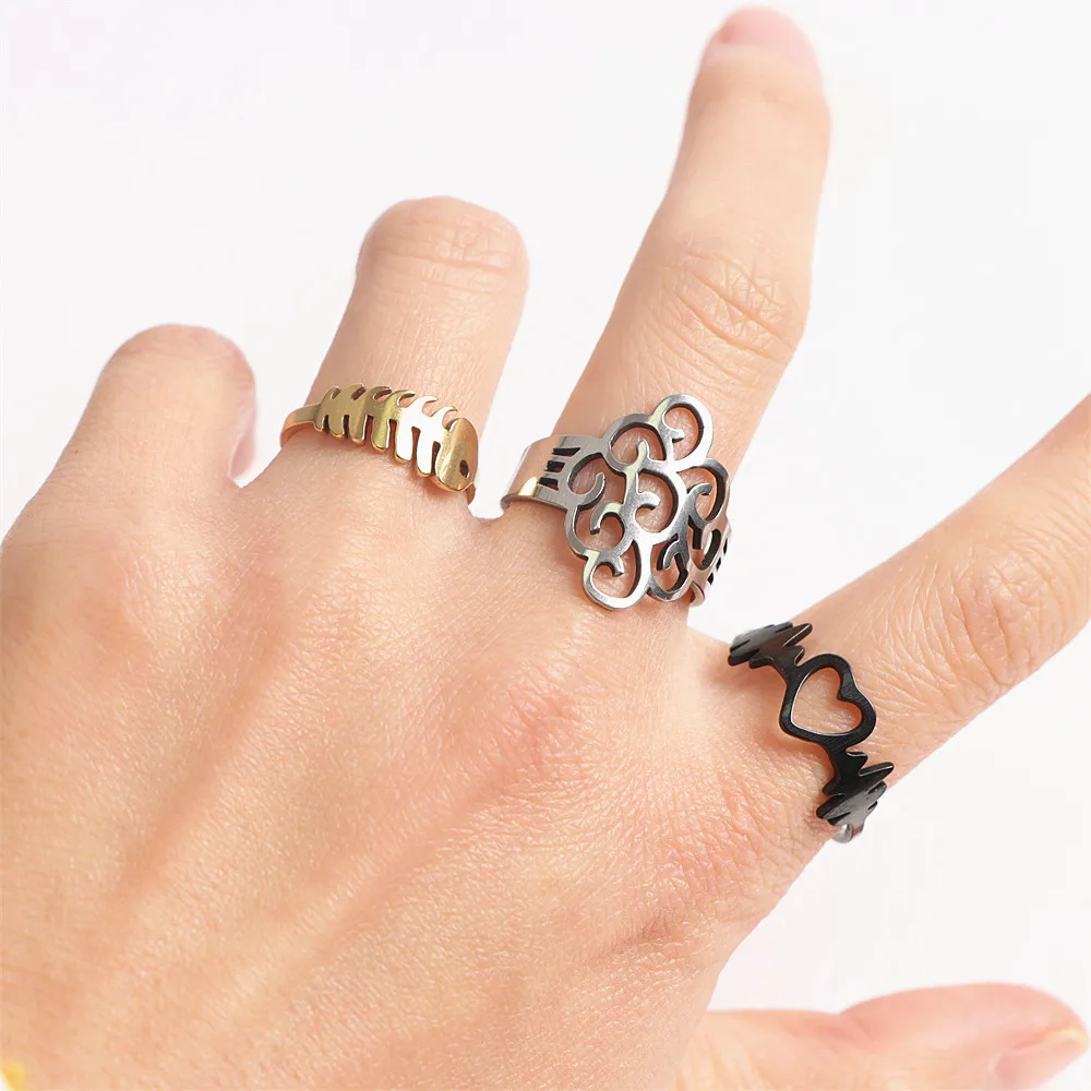 10/20 قطعة/الوحدة الموضة الكلاسيكية سحر متعدد الألوان بسيط الفولاذ المقاوم للصدأ خواتم للنساء الزفاف الحب مزيج نمط مجوهرات هدايا الحفلات #6