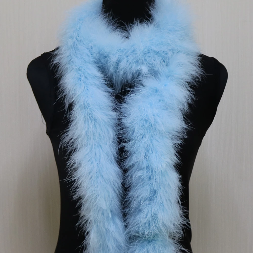 50 Grams Soft Leather Powder Turkey Feather Boa 2 Yards Natural Turkey Plumes Scarf for Party Costume Clothing Shawl Decoration