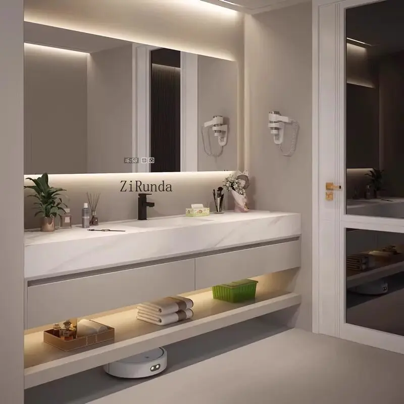 Picture 4: Oak lacquered rock slab ceramic seamless integrated basin, bathroom cabinet combination, bathroom washstand