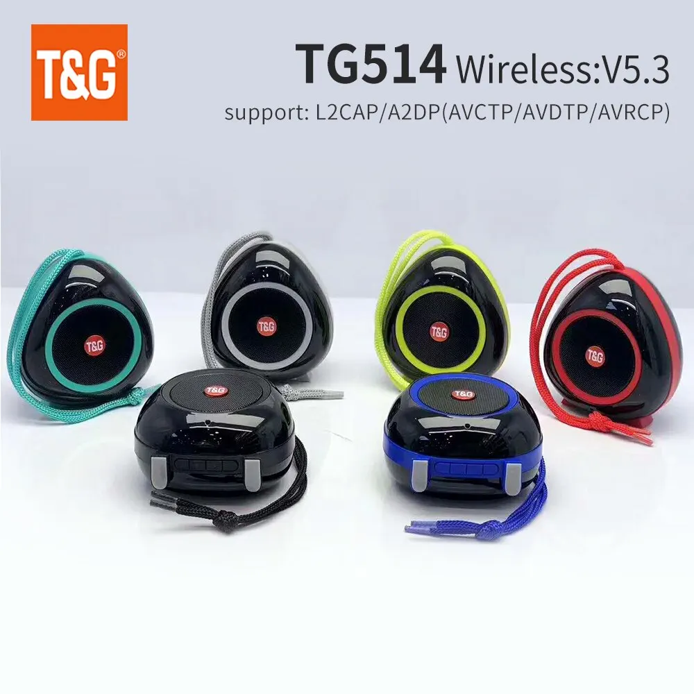 T&G Bluetooth Speaker TG514 Portable Mini Wireless Soundbar Subwoofer Outdoor Indoor Loudspeaker Support TWS TF Card FM Radio