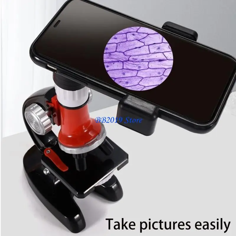Q0KB LED Kids Microscope Toy Set 100x/400x/1200X vergroting Science voor studenten Beginner Verjaardagscarnaval Party Favor