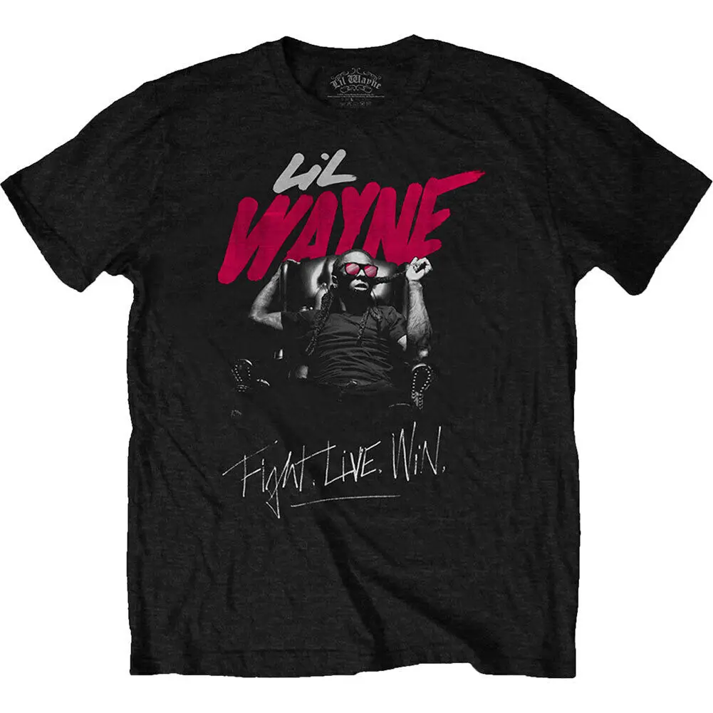 Men's Lil Wayne Fight, Live, Win Slim Fit T-shirt Medium Black