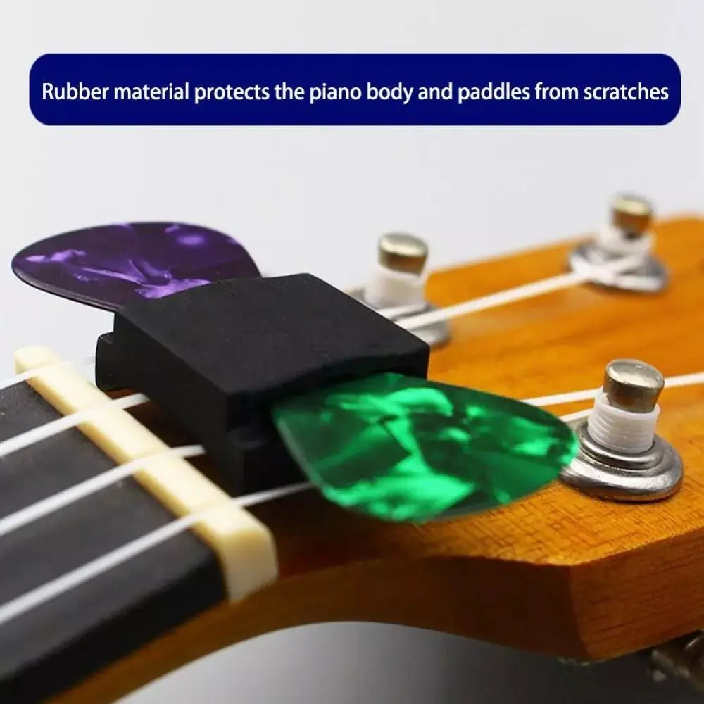 Soporte de púas de guitarra de goma negra, antideslizante, bajo, ukelele, cabezal fijo, accesorios de guitarra eléctrica, canciones populares, 1/5 Uds.