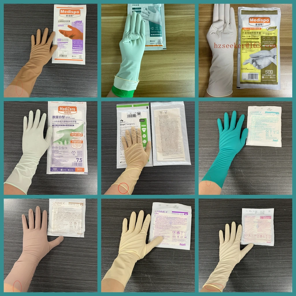 9 types of glove combinations for sale lengh12 inch(about 30cm) Ansell Medispo  brown green natural latexx