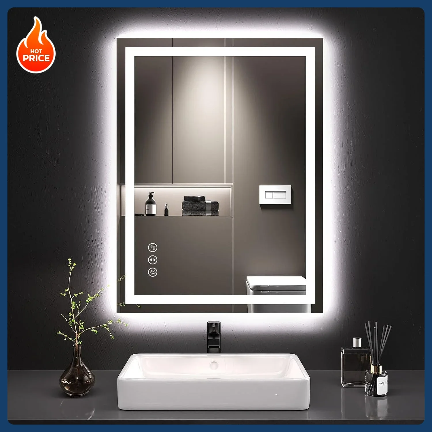 

[Best Seller!]24X32 LED Bathroom Mirror with Lights, Anti-Fog, Dimmable, Backlit + Front Lit, Lighted Bathroom Vanity Mirror for