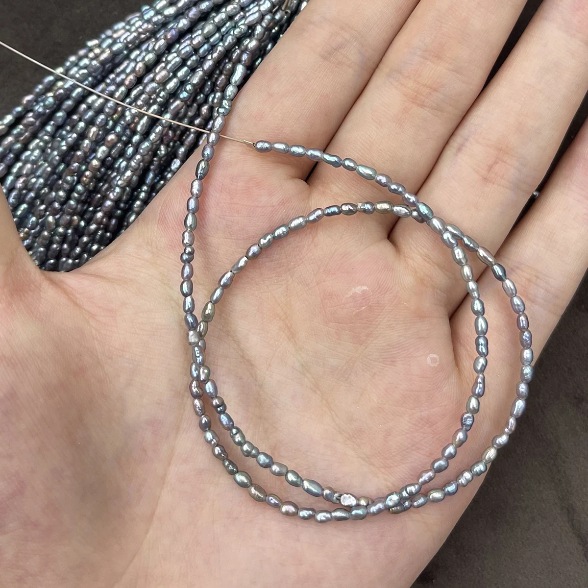 2-2.5mm Natural Freshwater Pearl Light Gray Rice Wholesale  Isolate Bead Jewelry Make DIY Necklace Bracelet Accessories Women