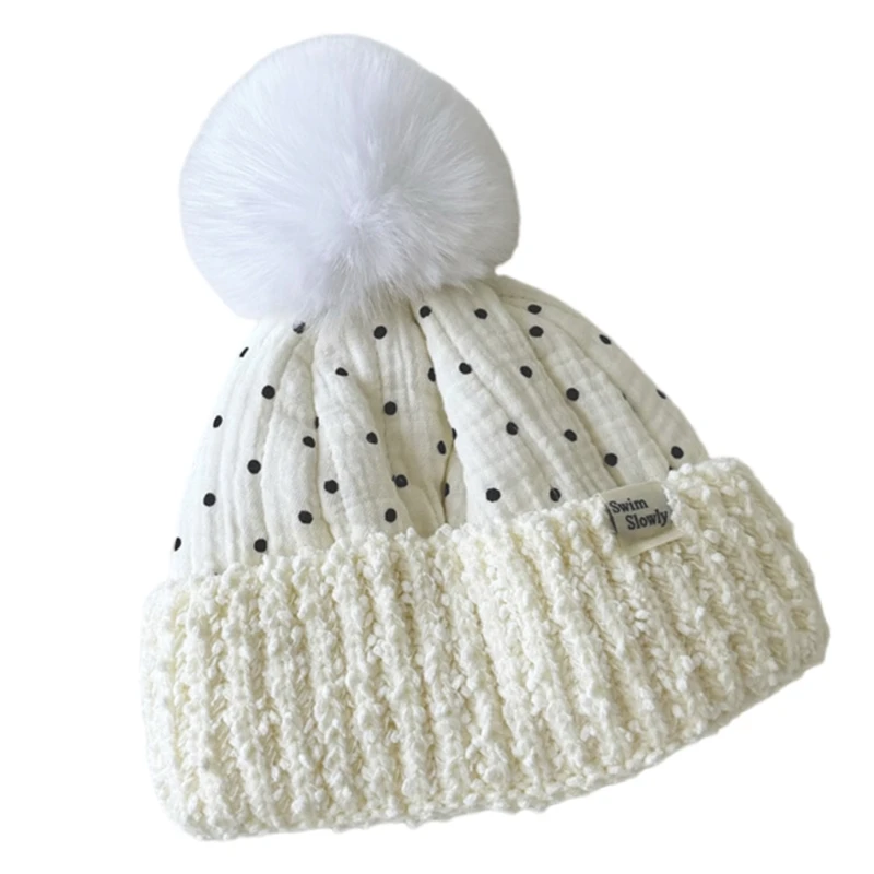 Children's Winter Knit Hat with Earflaps and Large Pom Thick Warm Bonnet Caps 0