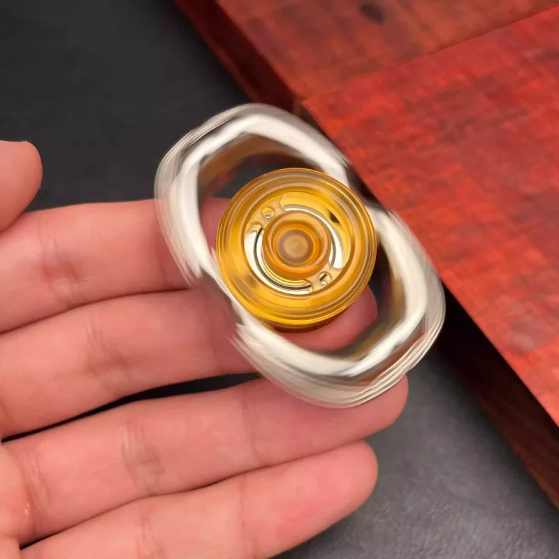 Obsidian EDC Two Page PEI Lock Wire Sliding Rotating Fingertip Mechanical Metal Fingertip Gyroscope Decompression Desktop Toy