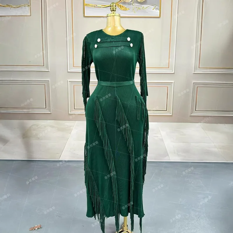 Robes plissées Miyake pour femmes, grande taille, robes longues africaines, franges pressées, robes de bal pour occasions formelles, 2025